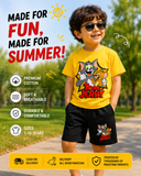 KIDS YELLOW TOM AND JERRY PRINTED T-SHIRT AND SHORT SET