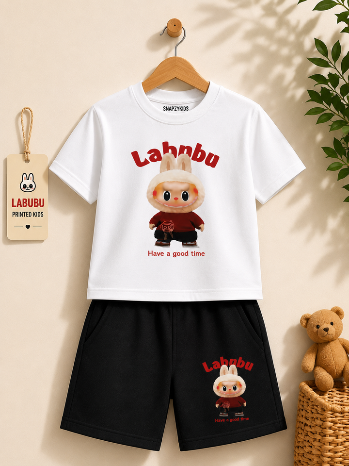 TRENDY LABUBU PRINTED T-SHIRT AND SHORT  SET