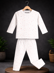 colorful shapes all over print kids t-shirt and trouser set