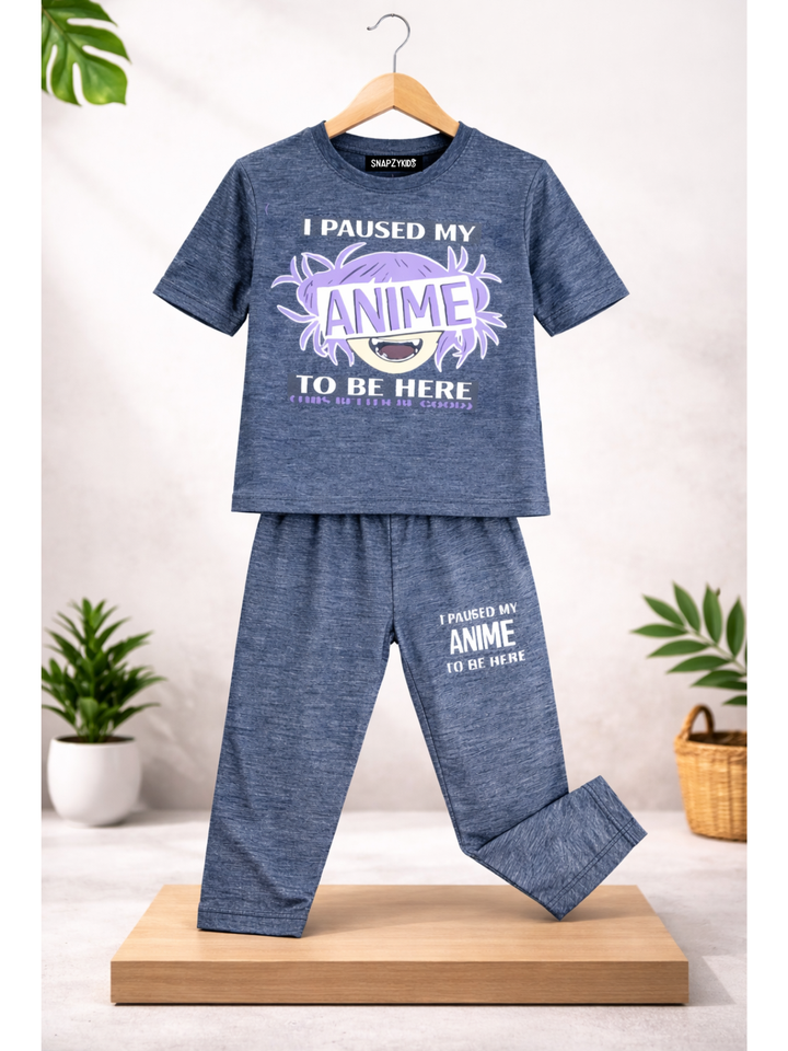 TRENDING ANIME Printed DENIM  T-shirt And Trouser Set