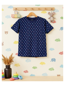 NAVY BLUE T-SHIRT ALL OVER WHITE STAR PATTERN
