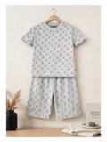 KIDS GREY SNOOPY ALL OVER PRINTED T-SHIRT AND SHORT SET
