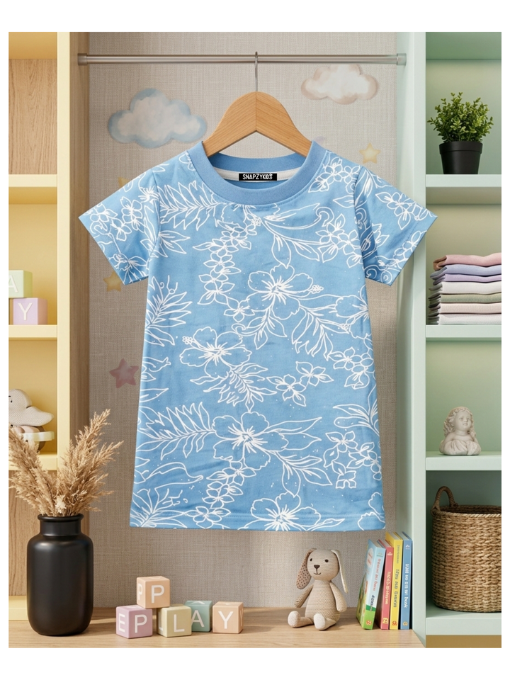 ALL OVER FLOWER  PRINTED  T-SHIRT