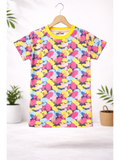 KIDS ALL OVER COLORFULL HEARTS PRINTED T-SHIRT