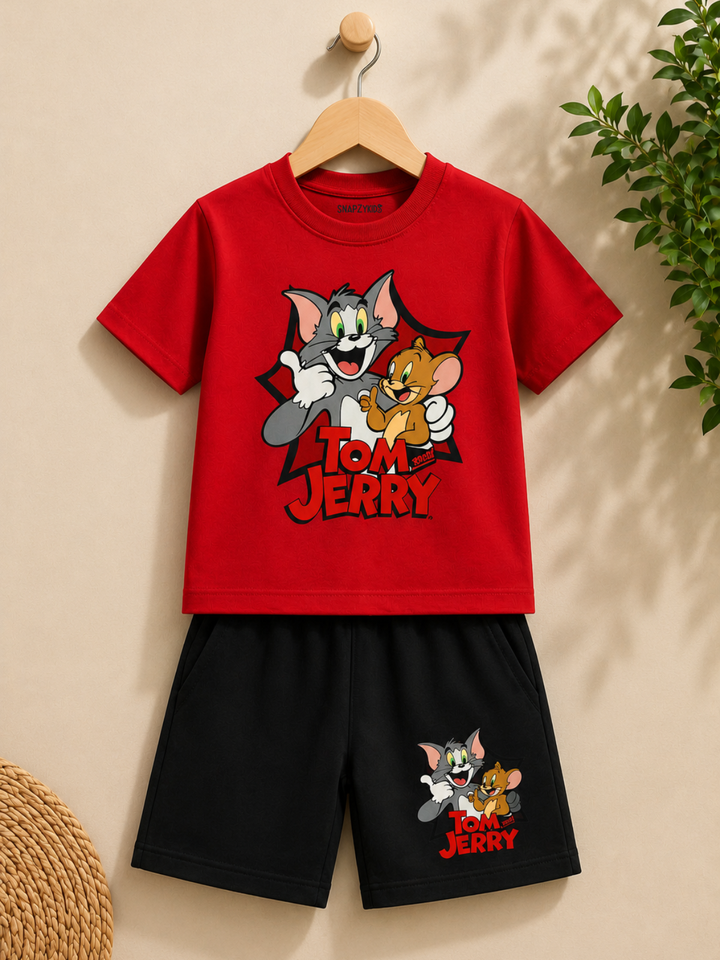 KIDS TOM AND JERRY PRINTED T-SHIRT AND SHORT SET